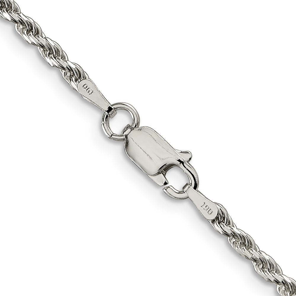 36 Inch Sterling Silver 2.25mm Diamond-Cut Rope Chain Necklace