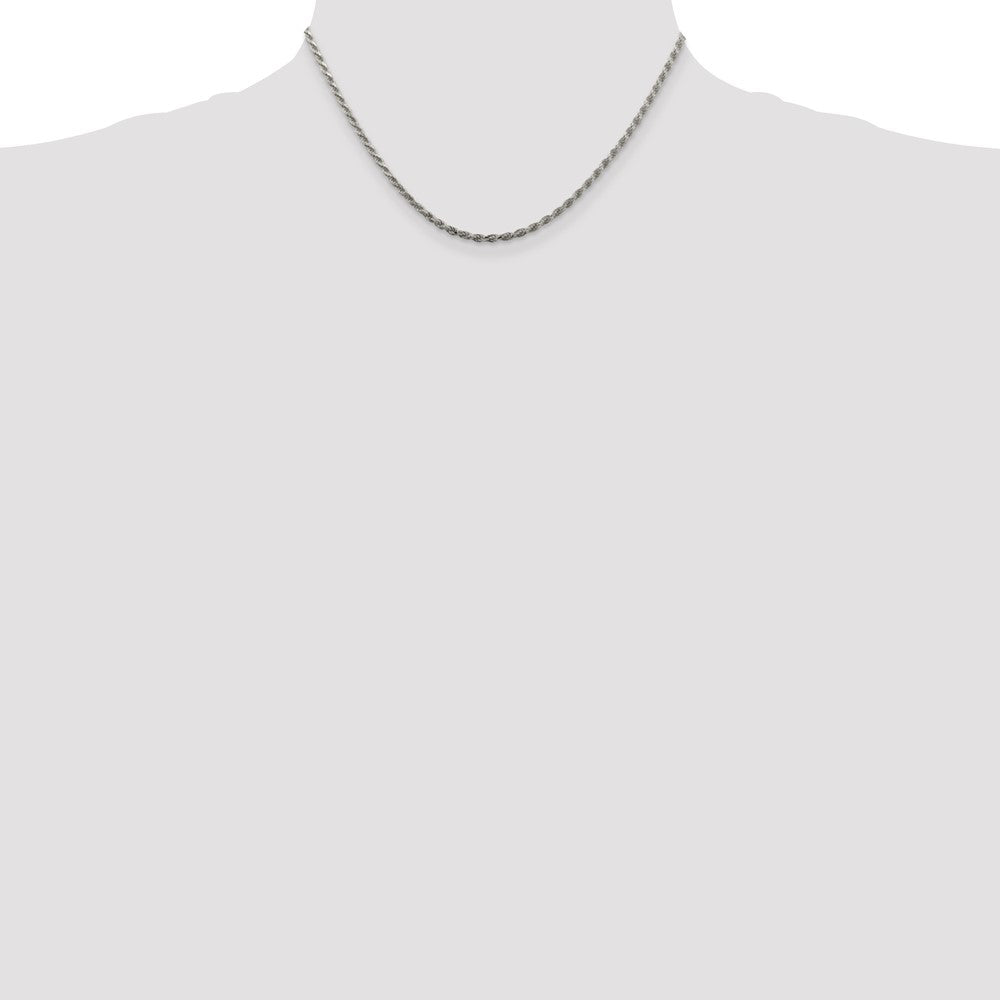 16 Inch Sterling Silver 2.25mm Diamond-Cut Rope Chain Necklace