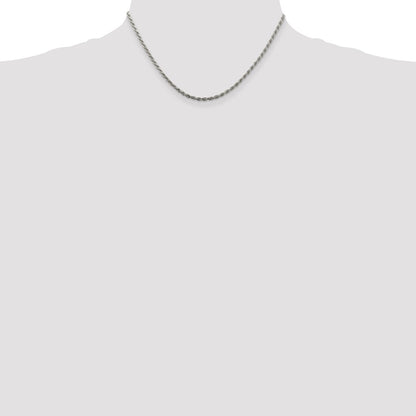 16 Inch Sterling Silver 2.25mm Diamond-Cut Rope Chain Necklace