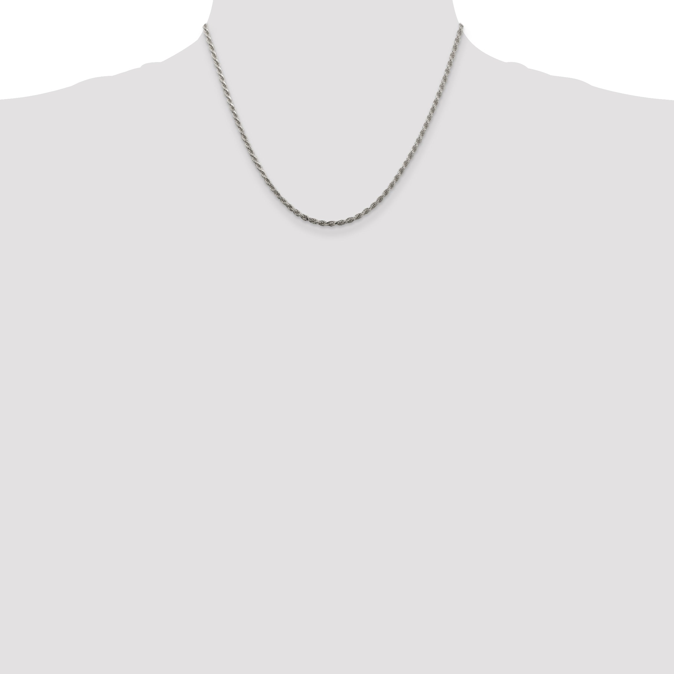 18 Inch Sterling Silver 2.25mm Diamond-Cut Rope Chain Necklace