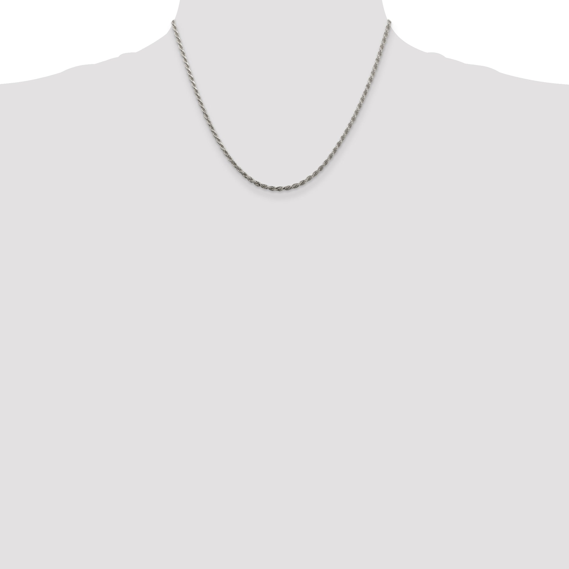 18 Inch Sterling Silver 2.25mm Diamond-Cut Rope Chain Necklace