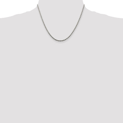 18 Inch Sterling Silver 2.25mm Diamond-Cut Rope Chain Necklace