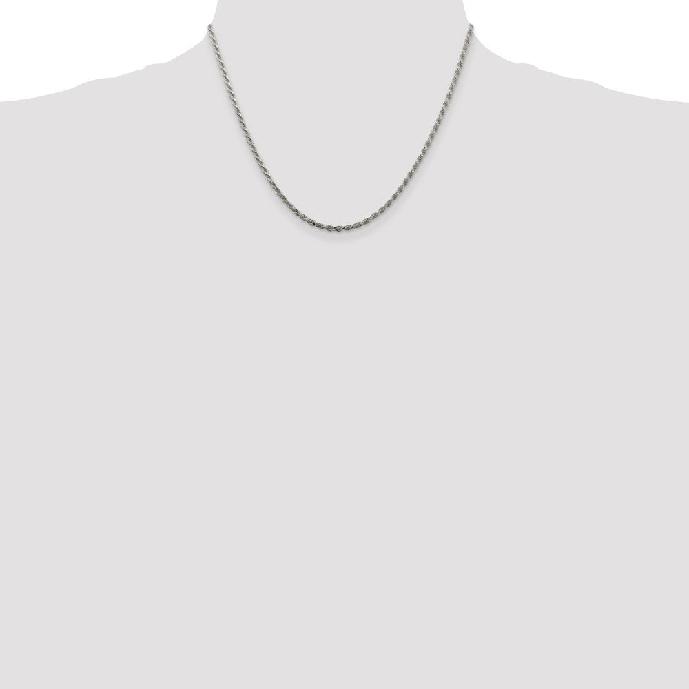 18 Inch Sterling Silver 2.25mm Diamond-Cut Rope Chain W/2In Ext.