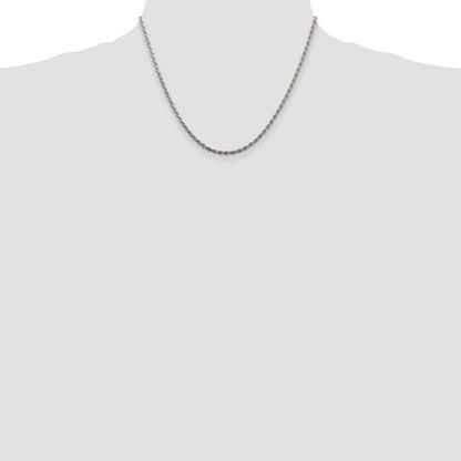 18 Inch Sterling Silver 2.25mm Diamond-Cut Rope Chain W/2In Ext.