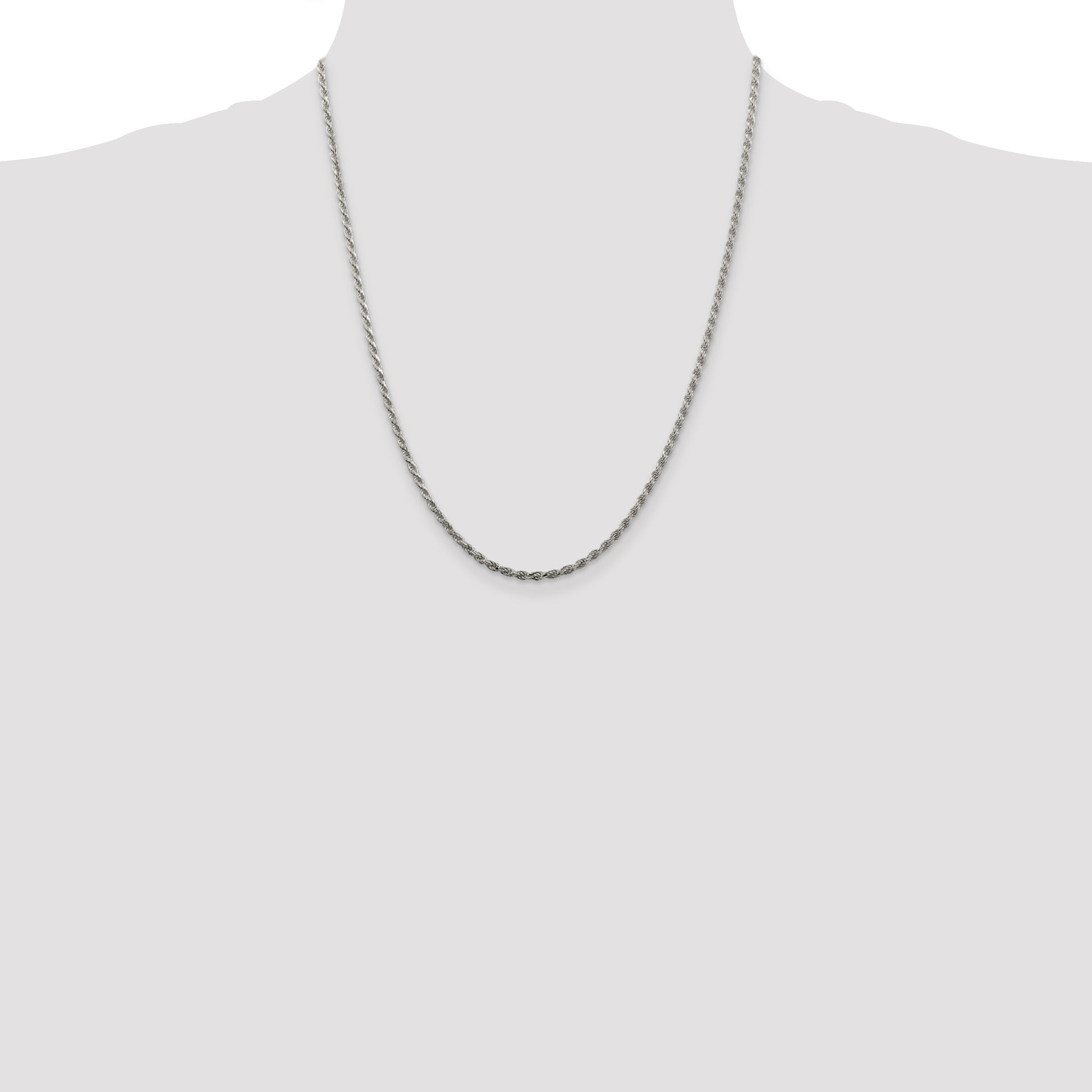 22 Inch Sterling Silver 2.25mm Diamond-Cut Rope Chain Necklace
