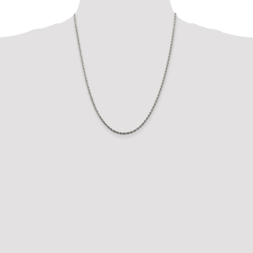 22 Inch Sterling Silver 2.25mm Diamond-Cut Rope Chain W/4In Ext.