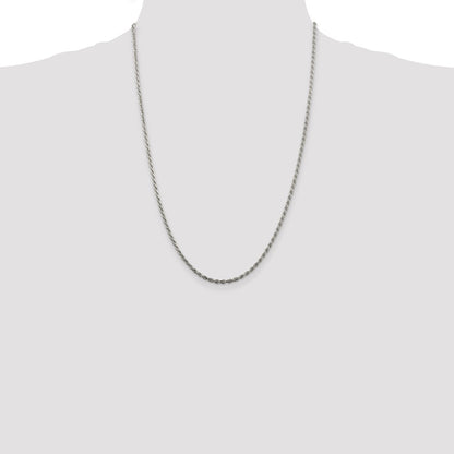 24 Inch Sterling Silver 2.25mm Diamond-Cut Rope Chain Necklace