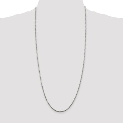 30 Inch Sterling Silver 2.25mm Diamond-Cut Rope Chain Necklace