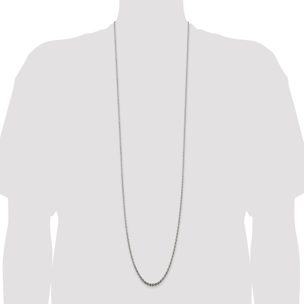 42 Inch Sterling Silver 2.25mm Diamond-Cut Rope Chain Necklace