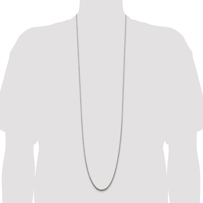 42 Inch Sterling Silver 2.25mm Diamond-Cut Rope Chain Necklace