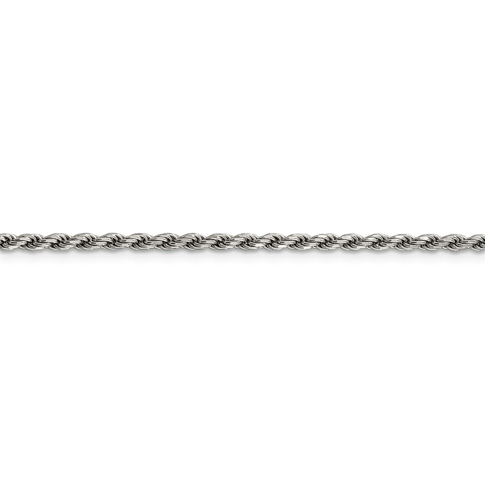 24 Inch Sterling Silver Rhodium-Plated 2.25mm Diamond-Cut Rope Chain Necklace