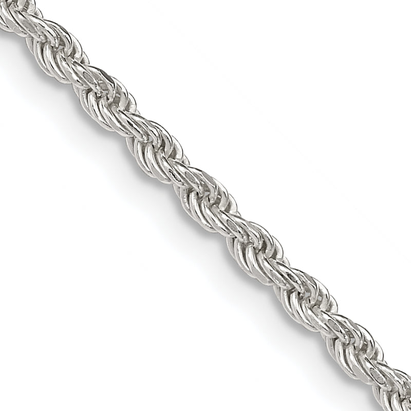 22 Inch Sterling Silver 2.25mm Diamond-Cut Rope Chain Necklace