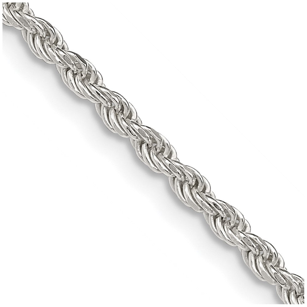 36 Inch Sterling Silver 2.25mm Diamond-Cut Rope Chain Necklace