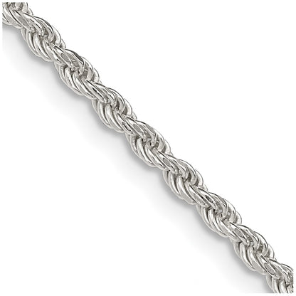 36 Inch Sterling Silver 2.25mm Diamond-Cut Rope Chain Necklace