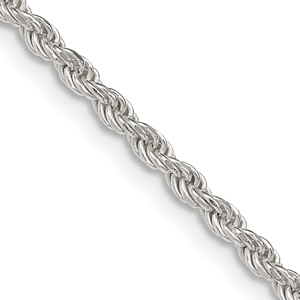 18 Inch Sterling Silver 2.25mm Diamond-Cut Rope Chain Necklace