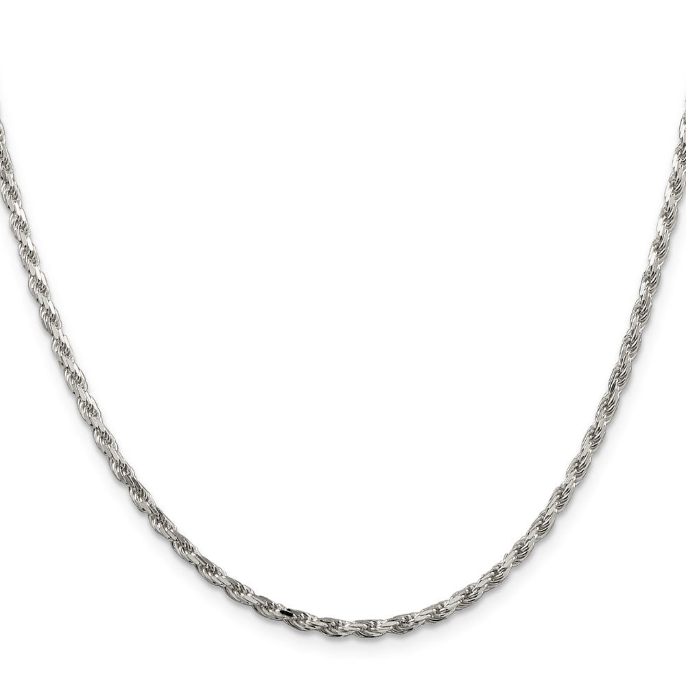 20 Inch Sterling Silver 2.5mm Diamond-Cut Rope Chain Necklace