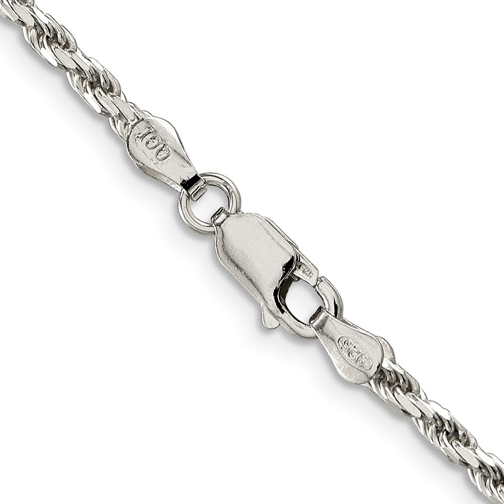 16 Inch Sterling Silver 2.5mm Diamond-Cut Rope Chain Necklace