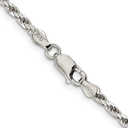 20 Inch Sterling Silver 2.5mm Diamond-Cut Rope Chain Necklace