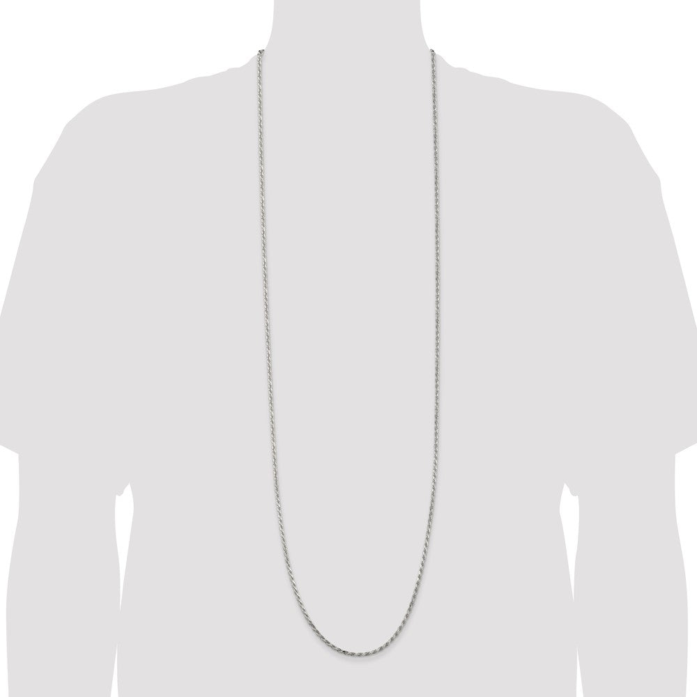 42 Inch Sterling Silver 2.5mm Diamond-Cut Rope Chain Necklace