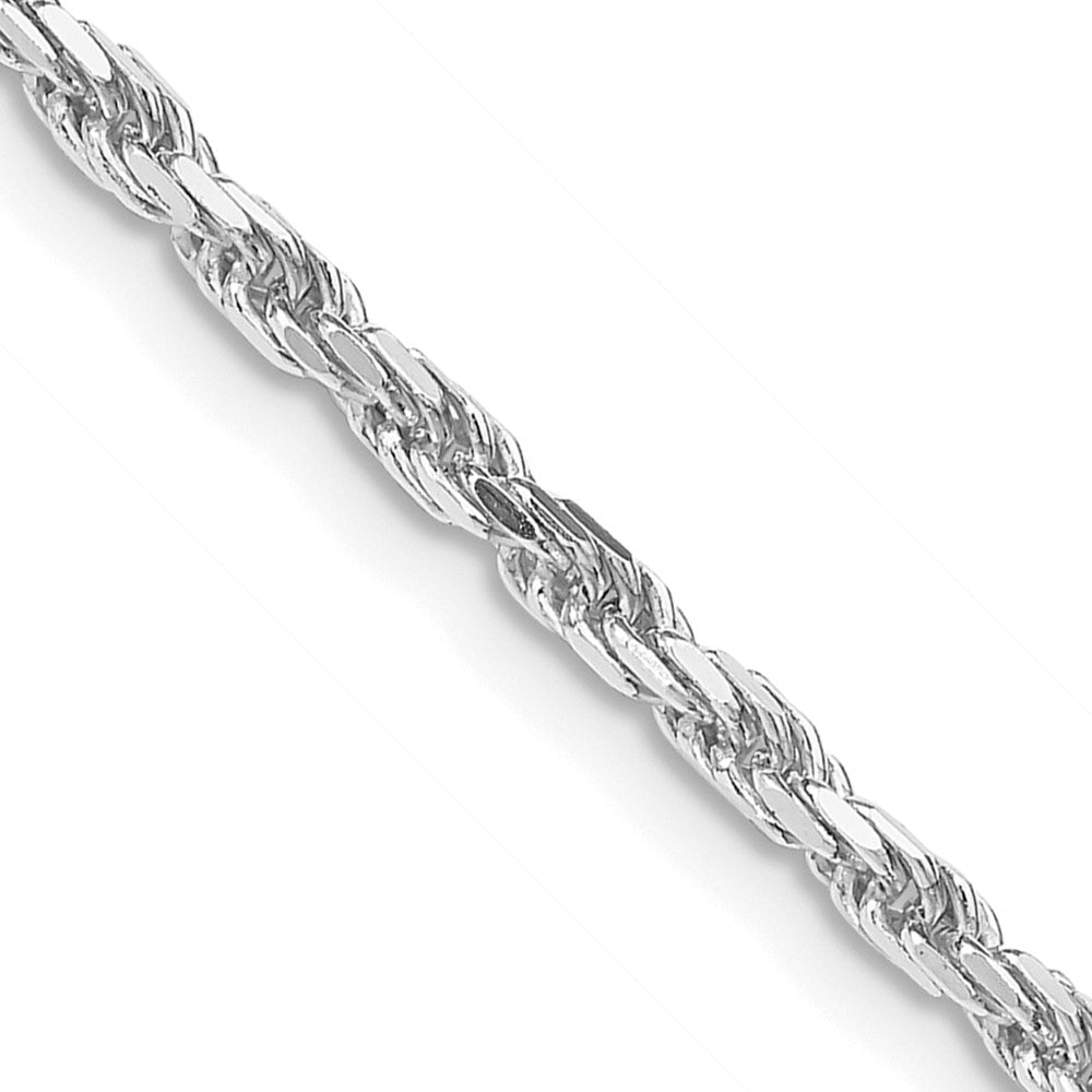 36 Inch Sterling Silver Rhodium-Plated 2.5mm Diamond-Cut Rope Chain Necklace