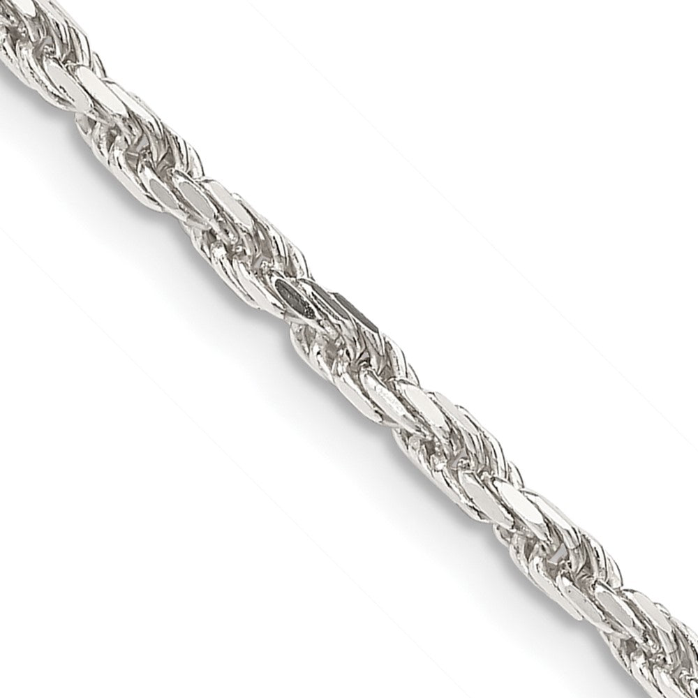 18 Inch Sterling Silver 2.5mm Diamond-Cut Rope Chain Necklace
