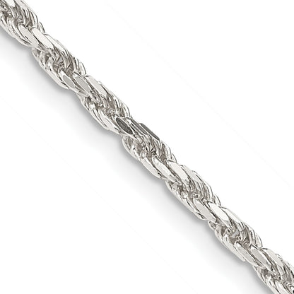 36 Inch Sterling Silver 2.5mm Diamond-Cut Rope Chain Necklace