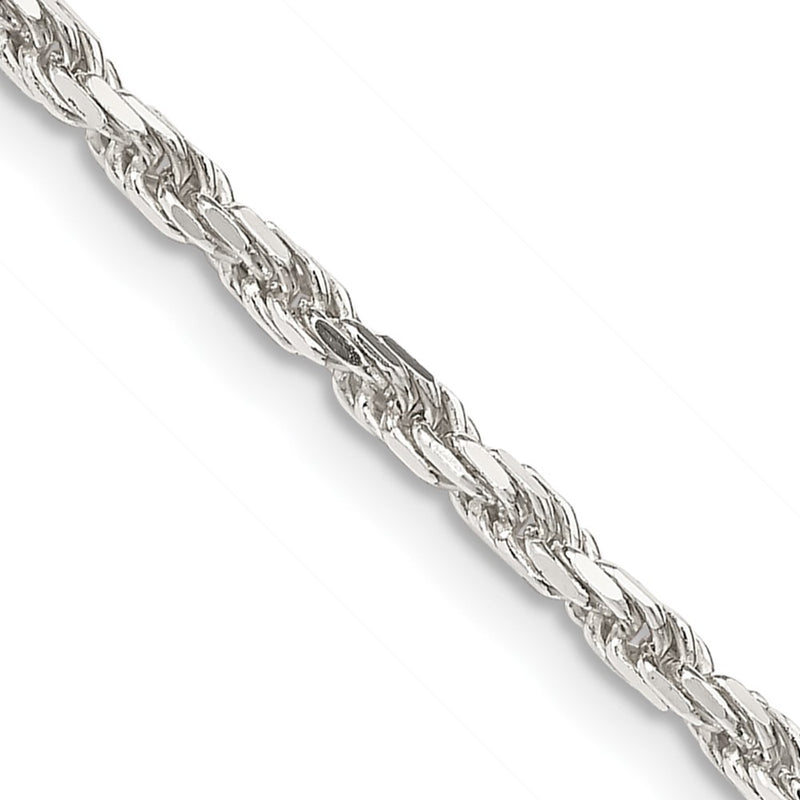 36 Inch Sterling Silver 2.5mm Diamond-Cut Rope Chain Necklace