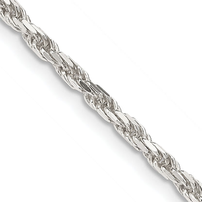 30 Inch Sterling Silver 2.5mm Diamond-Cut Rope Chain Necklace