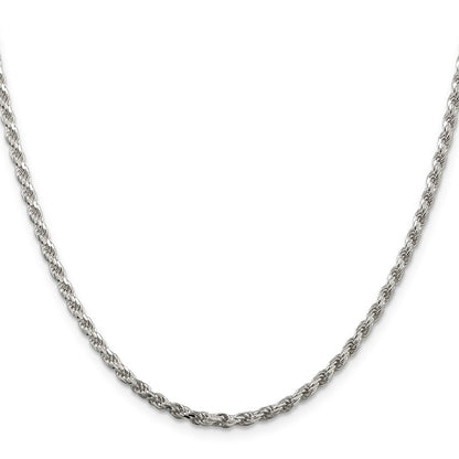 42 Inch Sterling Silver 2.75mm Diamond-Cut Rope Chain Necklace