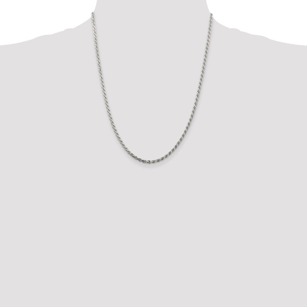 22 Inch Sterling Silver 2.75mm Diamond-Cut Rope Chain W/4In Ext.