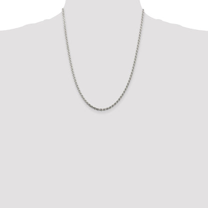 22 Inch Sterling Silver 2.75mm Diamond-Cut Rope Chain W/4In Ext.