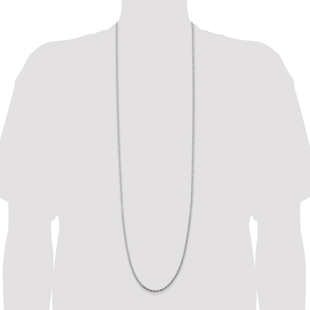 42 Inch Sterling Silver 2.75mm Diamond-Cut Rope Chain Necklace