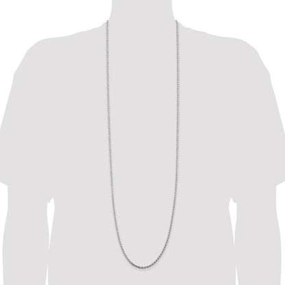 42 Inch Sterling Silver 2.75mm Diamond-Cut Rope Chain Necklace