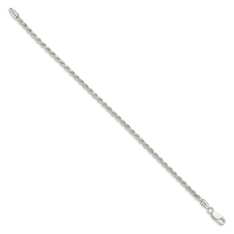 8 Inch Sterling Silver 2.75mm Diamond-cut Rope Chain Bracelet