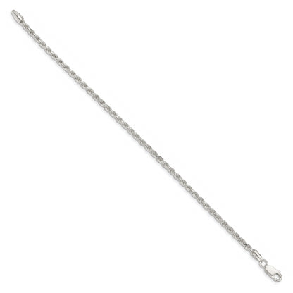 9 Inch Sterling Silver 2.75mm Diamond-Cut Rope Chain Anklet