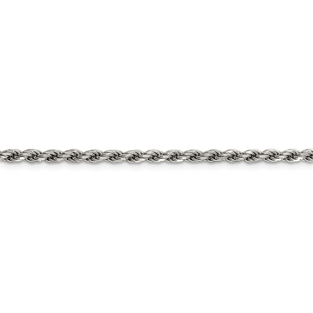 24 Inch Sterling Silver Rhodium-Plated 2.75mm Diamond-Cut Rope Chain Necklace