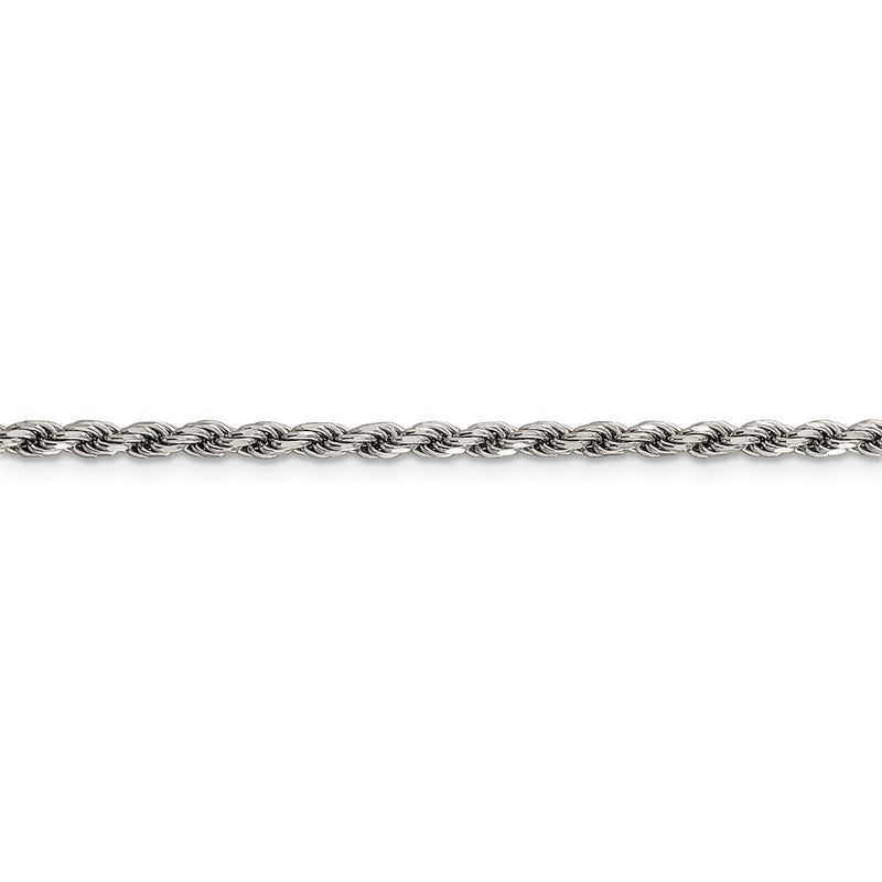 24 Inch Sterling Silver Rhodium-Plated 2.75mm Diamond-Cut Rope Chain Necklace