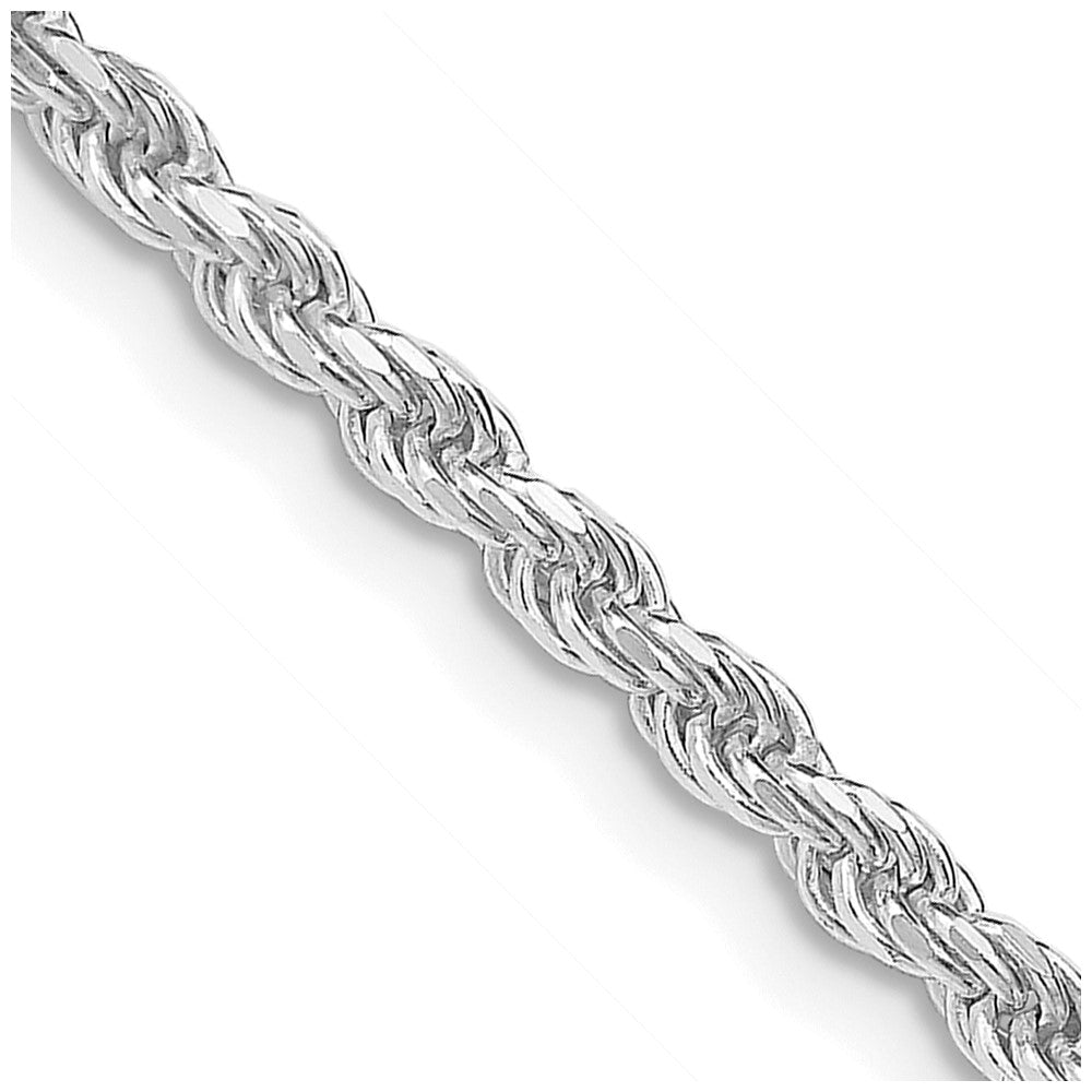 24 Inch Sterling Silver Rhodium-Plated 2.75mm Diamond-Cut Rope Chain Necklace