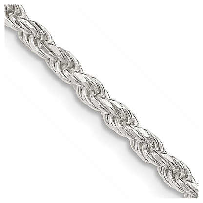 42 Inch Sterling Silver 2.75mm Diamond-Cut Rope Chain Necklace