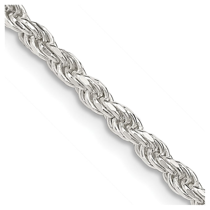 22 Inch Sterling Silver 2.75mm Diamond-Cut Rope Chain W/4In Ext.