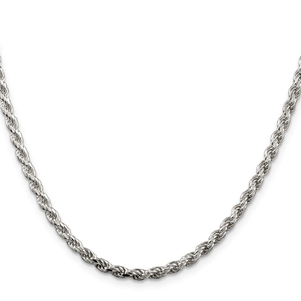 42 Inch Sterling Silver 3.2mm Diamond-Cut Rope Chain Necklace