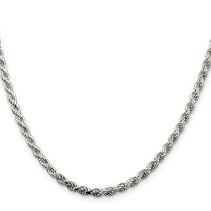 42 Inch Sterling Silver 3.2mm Diamond-Cut Rope Chain Necklace
