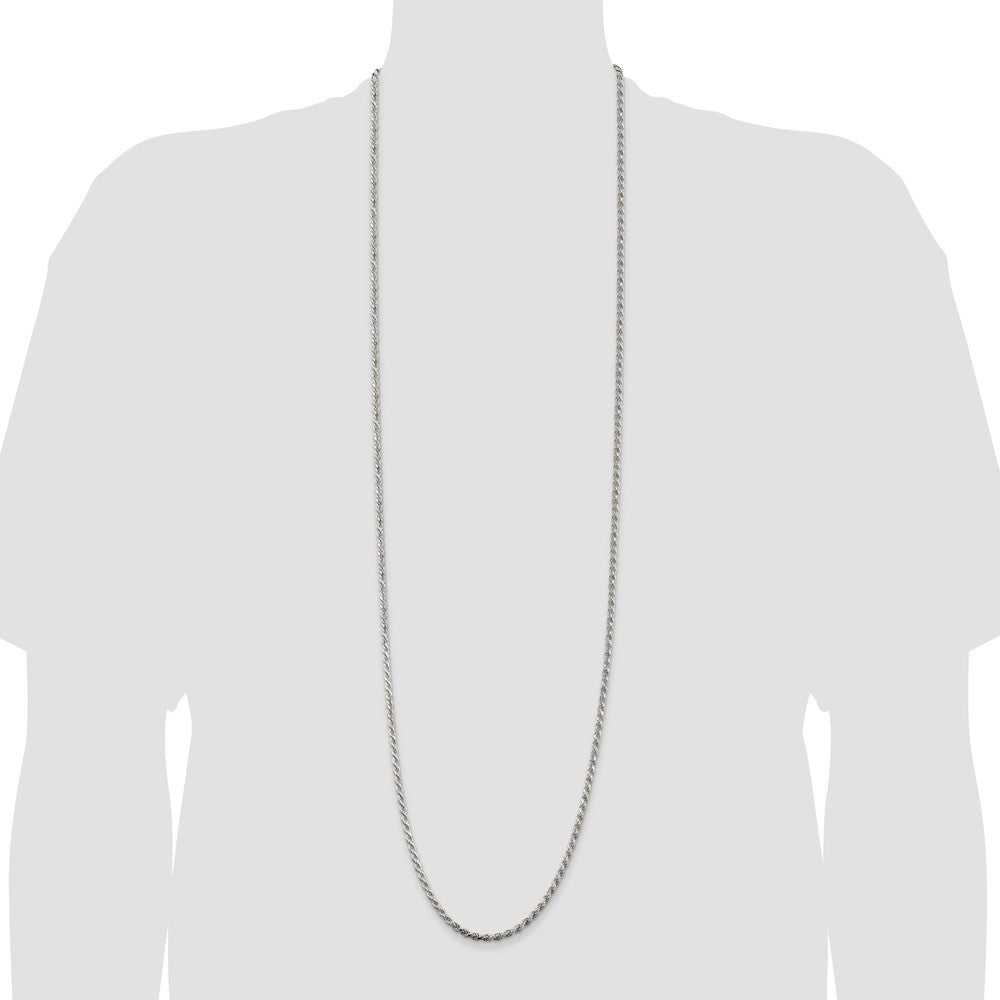 42 Inch Sterling Silver 3.2mm Diamond-Cut Rope Chain Necklace