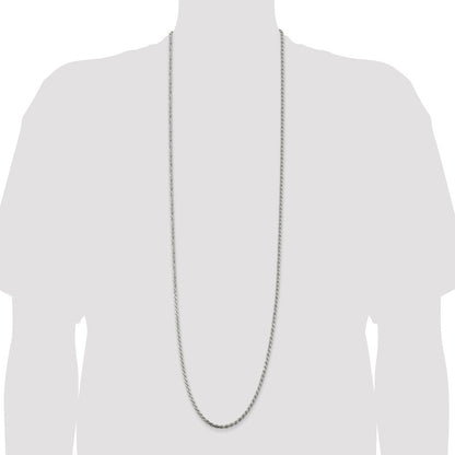 42 Inch Sterling Silver 3.2mm Diamond-Cut Rope Chain Necklace