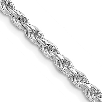 36 Inch Sterling Silver Rhodium-Plated 3.2mm Diamond-Cut Rope Chain Necklace