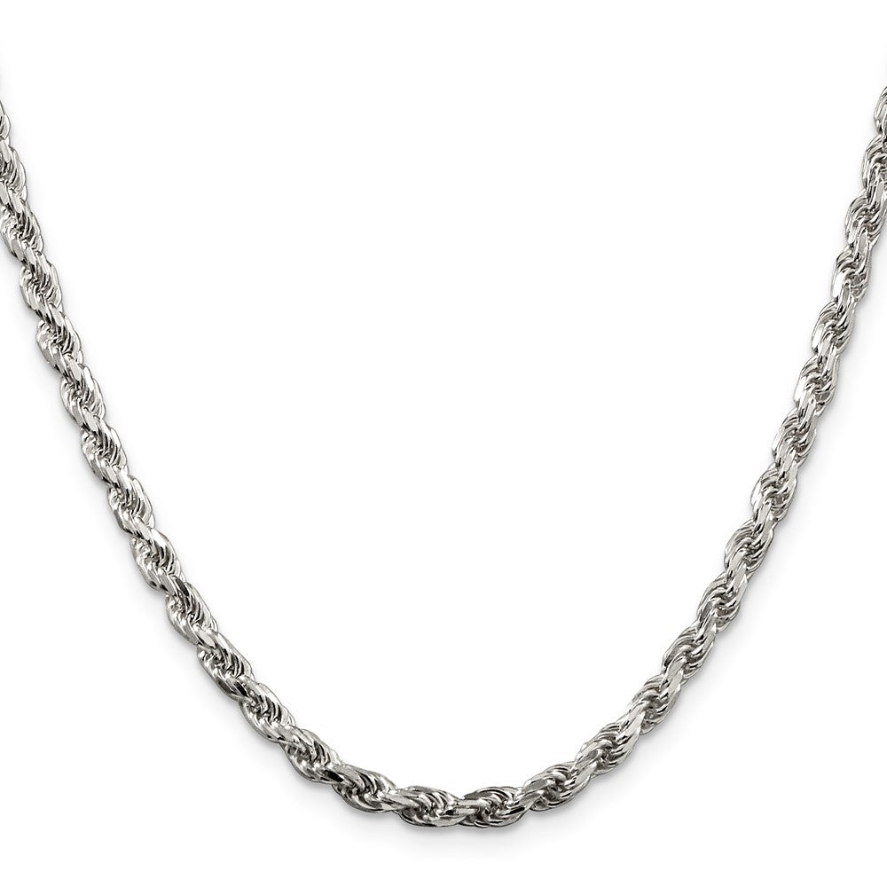 36 Inch Sterling Silver 3.75mm Diamond-Cut Rope Chain Necklace