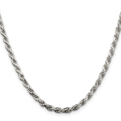 36 Inch Sterling Silver 3.75mm Diamond-Cut Rope Chain Necklace