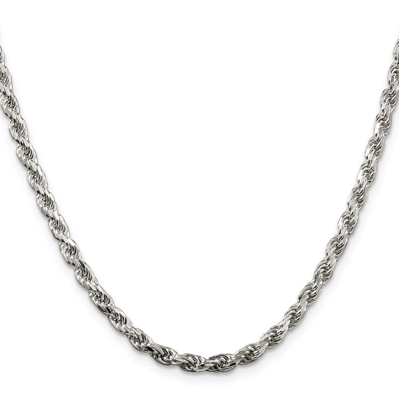 36 Inch Sterling Silver 3.75mm Diamond-Cut Rope Chain Necklace