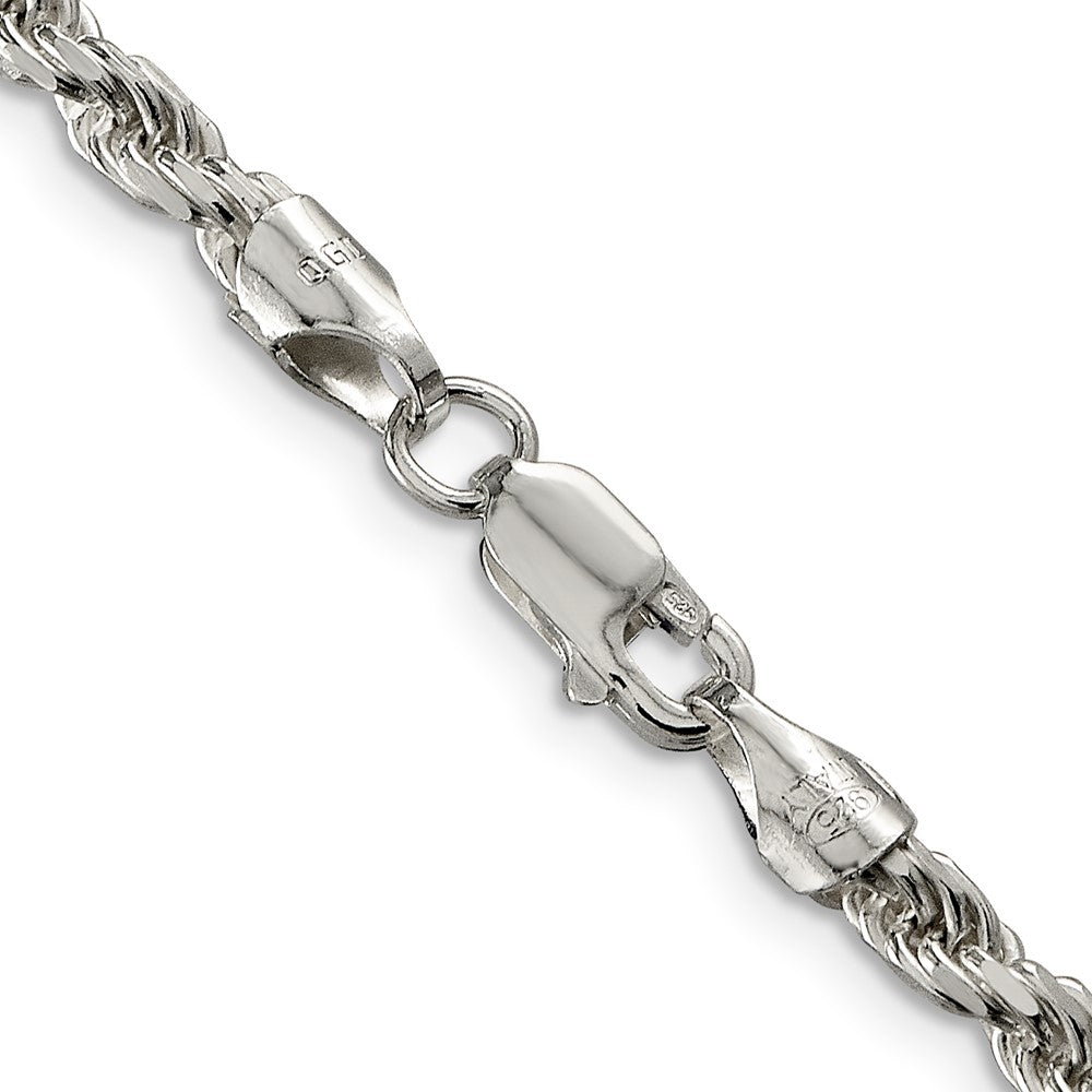 36 Inch Sterling Silver 3.75mm Diamond-Cut Rope Chain Necklace