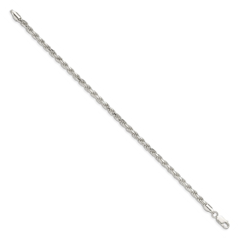 8 Inch Sterling Silver 3.75mm Diamond-cut Rope Chain Bracelet
